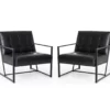 Glitzhome Modern Industrial Faux Leather Accent Chairs, 2-Pack -Storage supplies store 810598914 A0 1