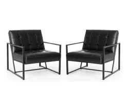 Glitzhome Modern Industrial Faux Leather Accent Chairs, 2-Pack