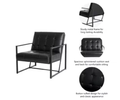 Glitzhome Modern Industrial Faux Leather Accent Chairs, 2-Pack -Storage supplies store 810598914 A0 7