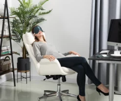 Cream Mid-Century Modern Faux Leather Executive Office Chair 12 Cream Mid-Century Modern Faux Leather Executive Office Chair -Storage supplies store 810598938 A0 3