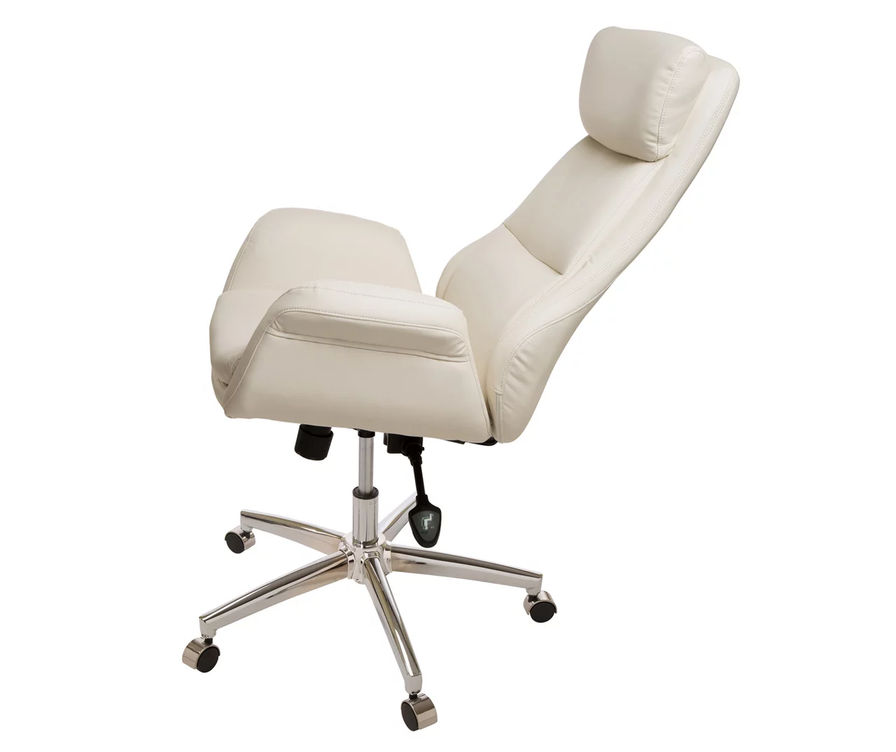 Cream Mid-Century Modern Faux Leather Executive Office Chair 7 Cream Mid-Century Modern Faux Leather Executive Office Chair - Image 5