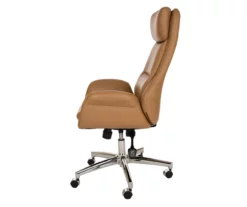 Light Brown Mid-Century Modern Faux Leather Executive Office Chair -Storage supplies store 810598939 A0 5