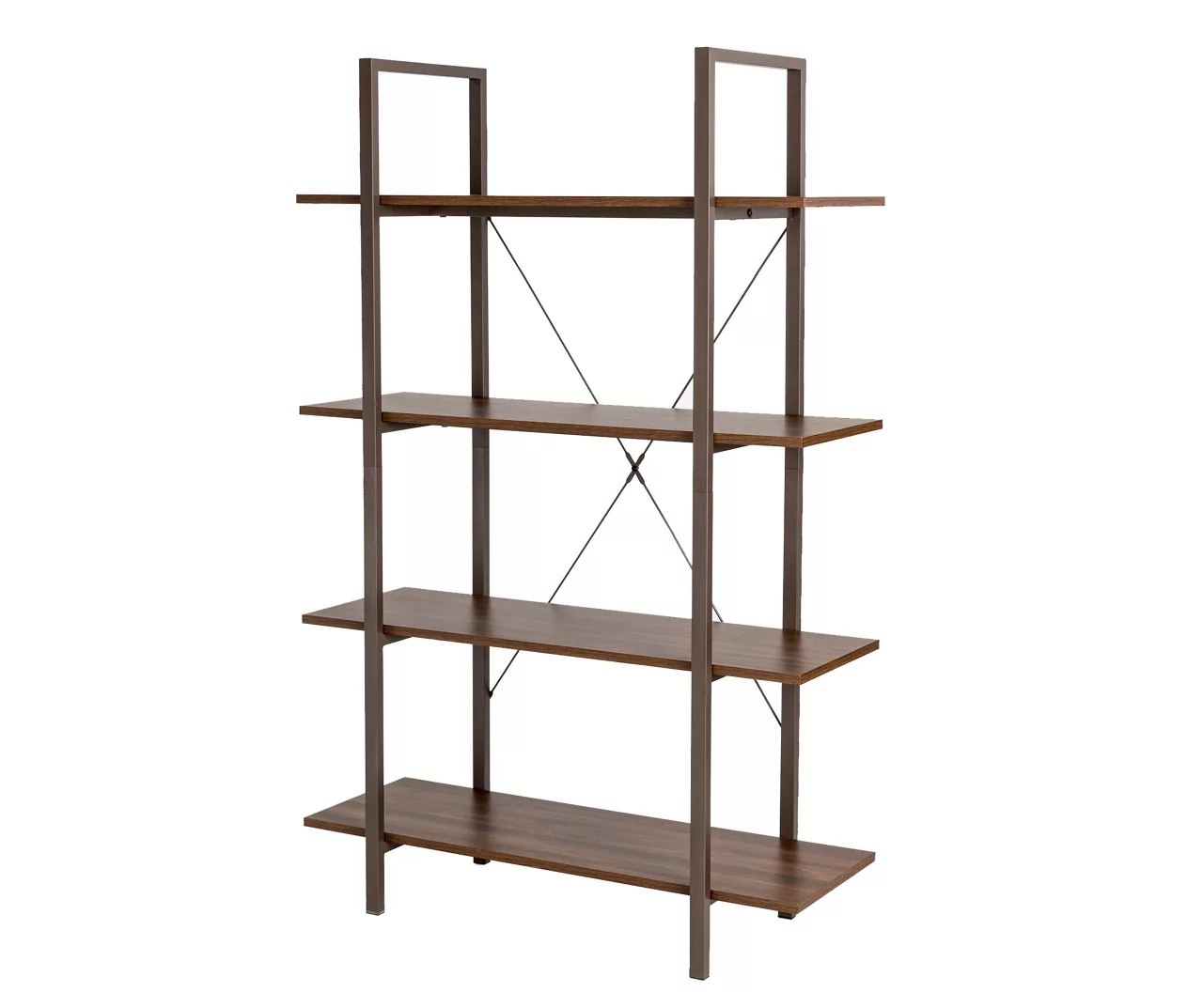 Walnut Modern Open 4-Shelf Bookcase 3 Walnut Modern Open 4-Shelf Bookcase