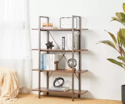 Walnut Modern Open 4-Shelf Bookcase 9 Walnut Modern Open 4-Shelf Bookcase -Storage supplies store 810598940 A0 2