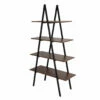 Walnut Modern A-Frame 4-Shelf Bookcase -Storage supplies store 810598942 A0 1
