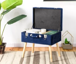 Glitzhome Velvet Suitcase Storage Stool -Storage supplies store 810598944 A0 3