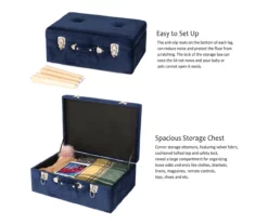 Glitzhome Velvet Suitcase Storage Stool -Storage supplies store 810598944 A0 7