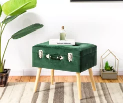 Glitzhome Velvet Suitcase Storage Stool -Storage supplies store 810598947 A0 3