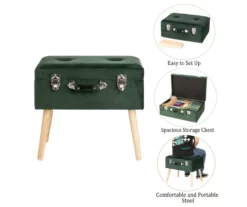 Glitzhome Velvet Suitcase Storage Stool -Storage supplies store 810598947 A0 7