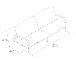 DHP Elbern Black Metal Futon With Cover -Storage supplies store 810599700 810600181 810600182 A8 1