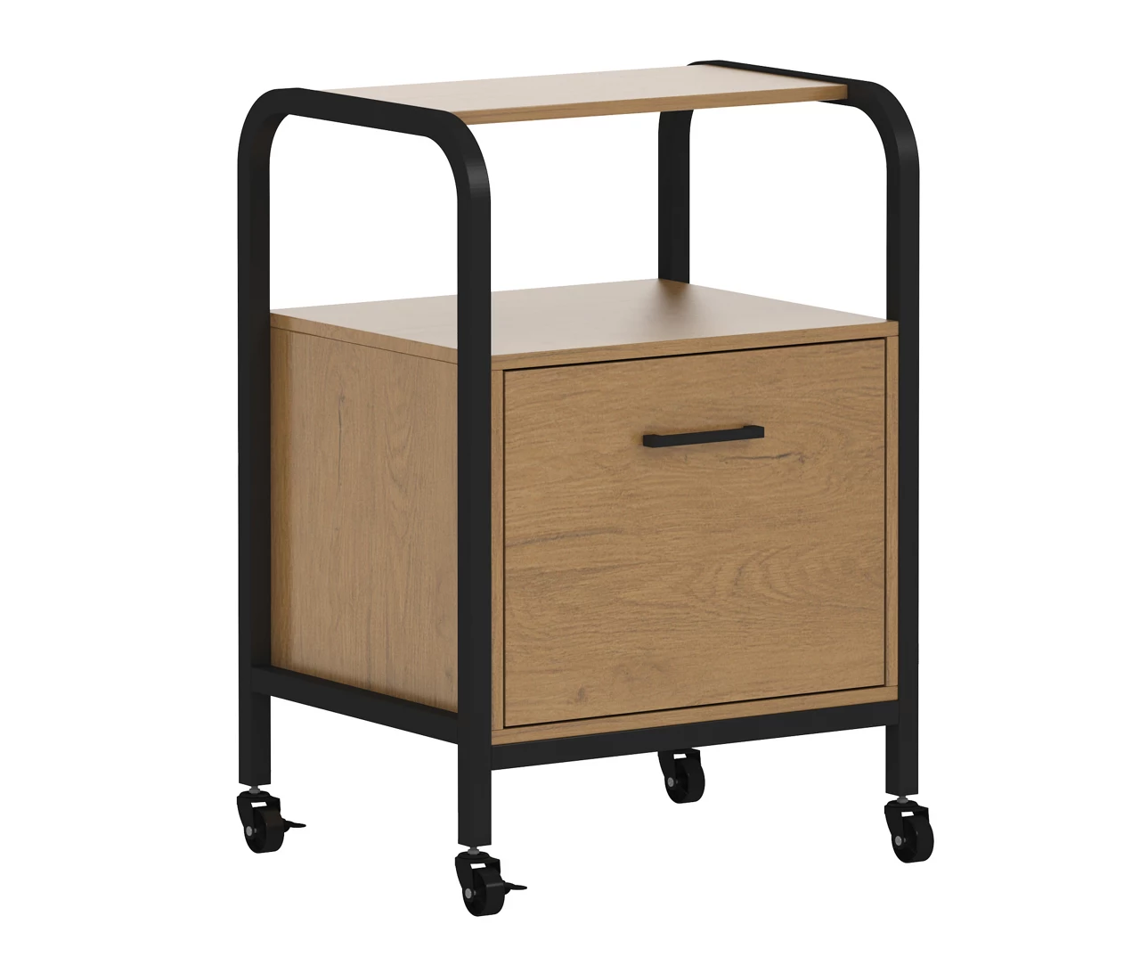 Wood & Metal File Rolling Storage Cart 3 Wood & Metal File Rolling Storage Cart