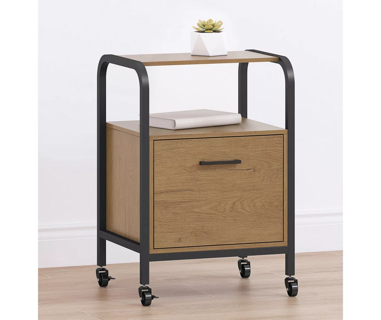Wood & Metal File Rolling Storage Cart 4 Wood & Metal File Rolling Storage Cart - Image 2