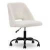 Cream Faux Wool Boucle Rolling Swivel Office Chair -Storage supplies store 810606674 A0 1
