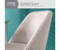 Cream Faux Wool Boucle Rolling Swivel Office Chair -Storage supplies store 810606674 A0 3