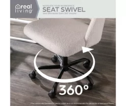 Cream Faux Wool Boucle Rolling Swivel Office Chair -Storage supplies store 810606674 A0 4