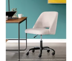 Cream Faux Wool Boucle Rolling Swivel Office Chair -Storage supplies store 810606674 A0 8