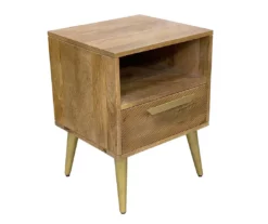 Mango Wood & Metal Bed Side Table -Storage supplies store 810606917 A0 2