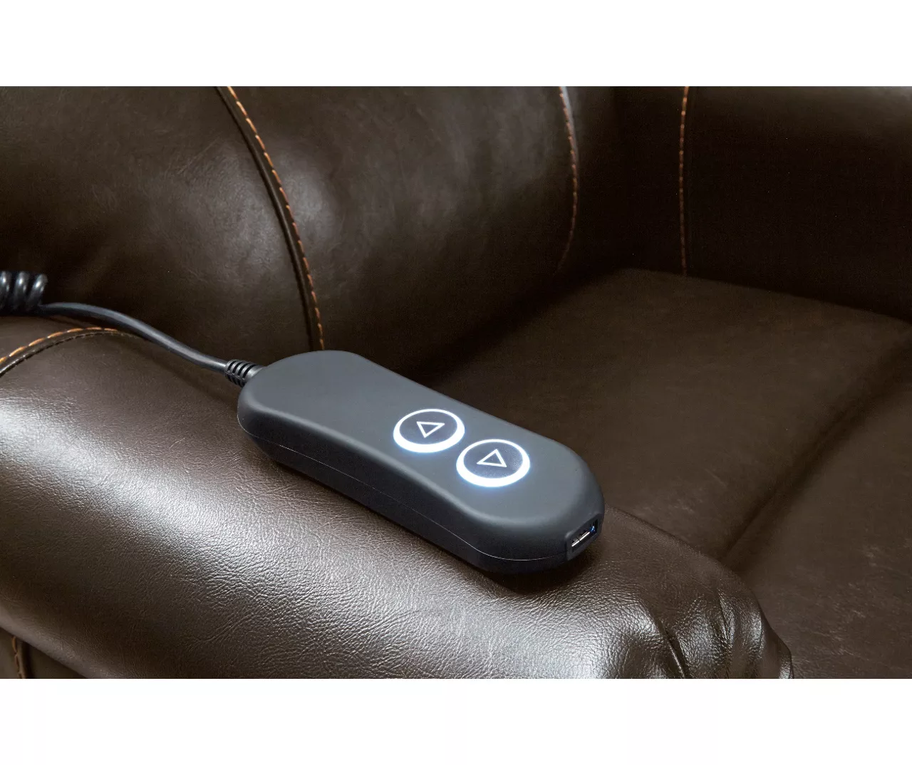 Markridge Chocolate Faux Leather Power Lift Recliner 7 Markridge Chocolate Faux Leather Power Lift Recliner - Image 5