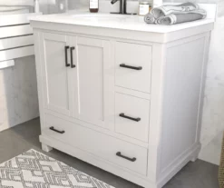 DHP Atwater Living Mills White Bathroom Vanity With Sink -Storage supplies store 810610511 B0 1