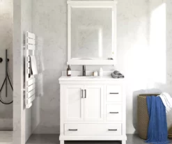 DHP Atwater Living Mills White Bathroom Vanity With Sink -Storage supplies store 810610511 B0 5