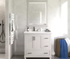 DHP Atwater Living Mills Gray Bathroom Vanity With White Sink -Storage supplies store 810610512 B0 5