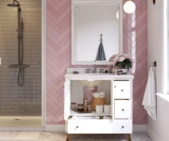 DHP Atwater Living Delias Bathroom Vanity With White Sink -Storage supplies store 810610514 B0 4