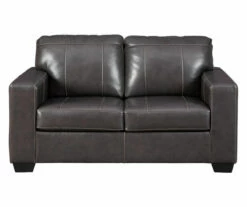 Morelos Gray Leather Loveseat