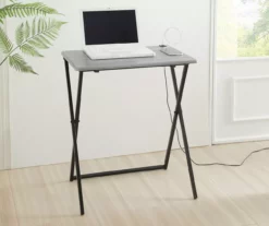 Wood Look Folding Table With USB Charging 18 Wood Look Folding Table With USB Charging -Storage supplies store 810612177 B0 2