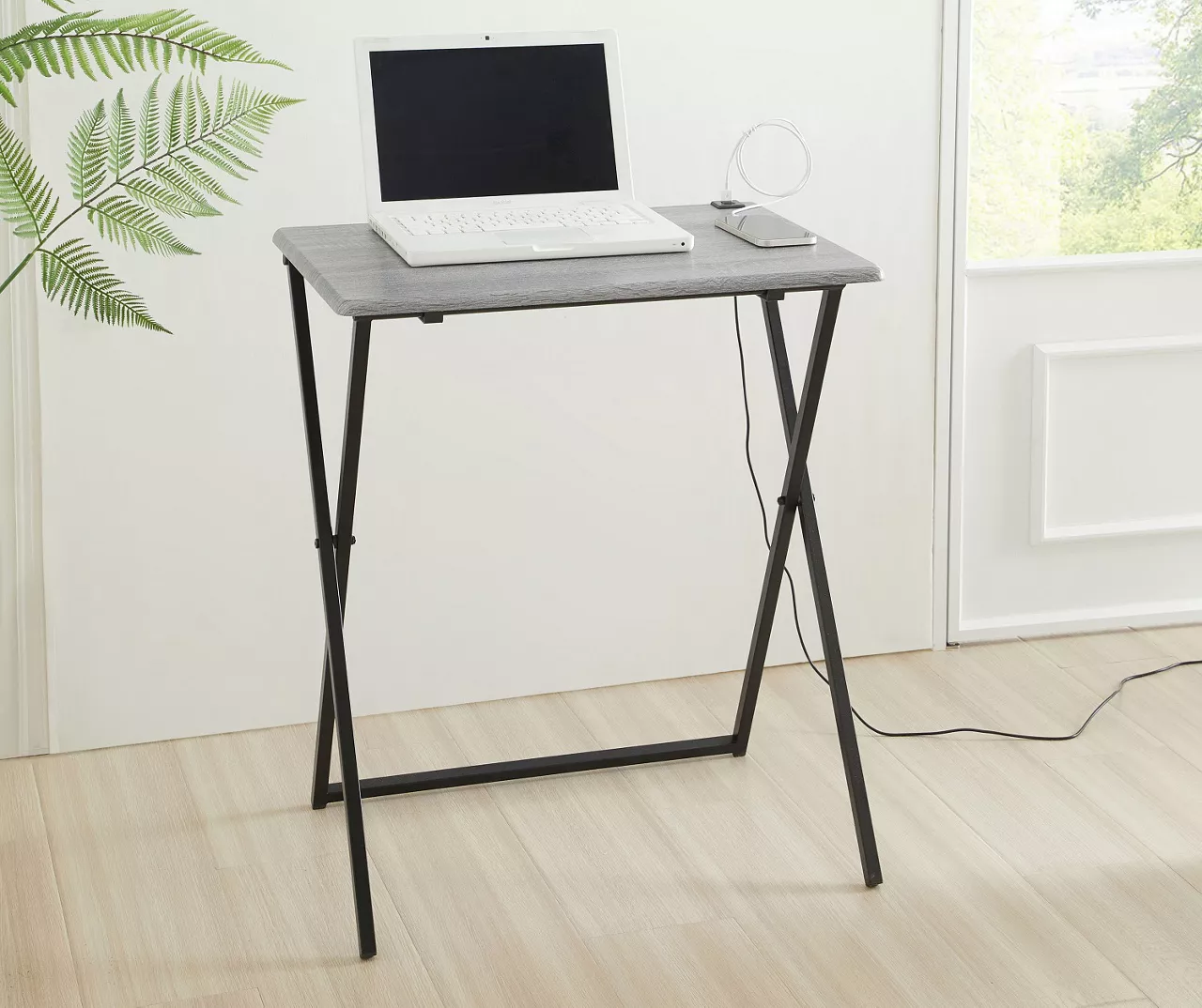 Wood Look Folding Table With USB Charging 9 Wood Look Folding Table With USB Charging - Image 7