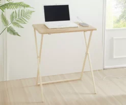 Wood Look Folding Table With USB Charging 14 Wood Look Folding Table With USB Charging -Storage supplies store 810612178 B0 1