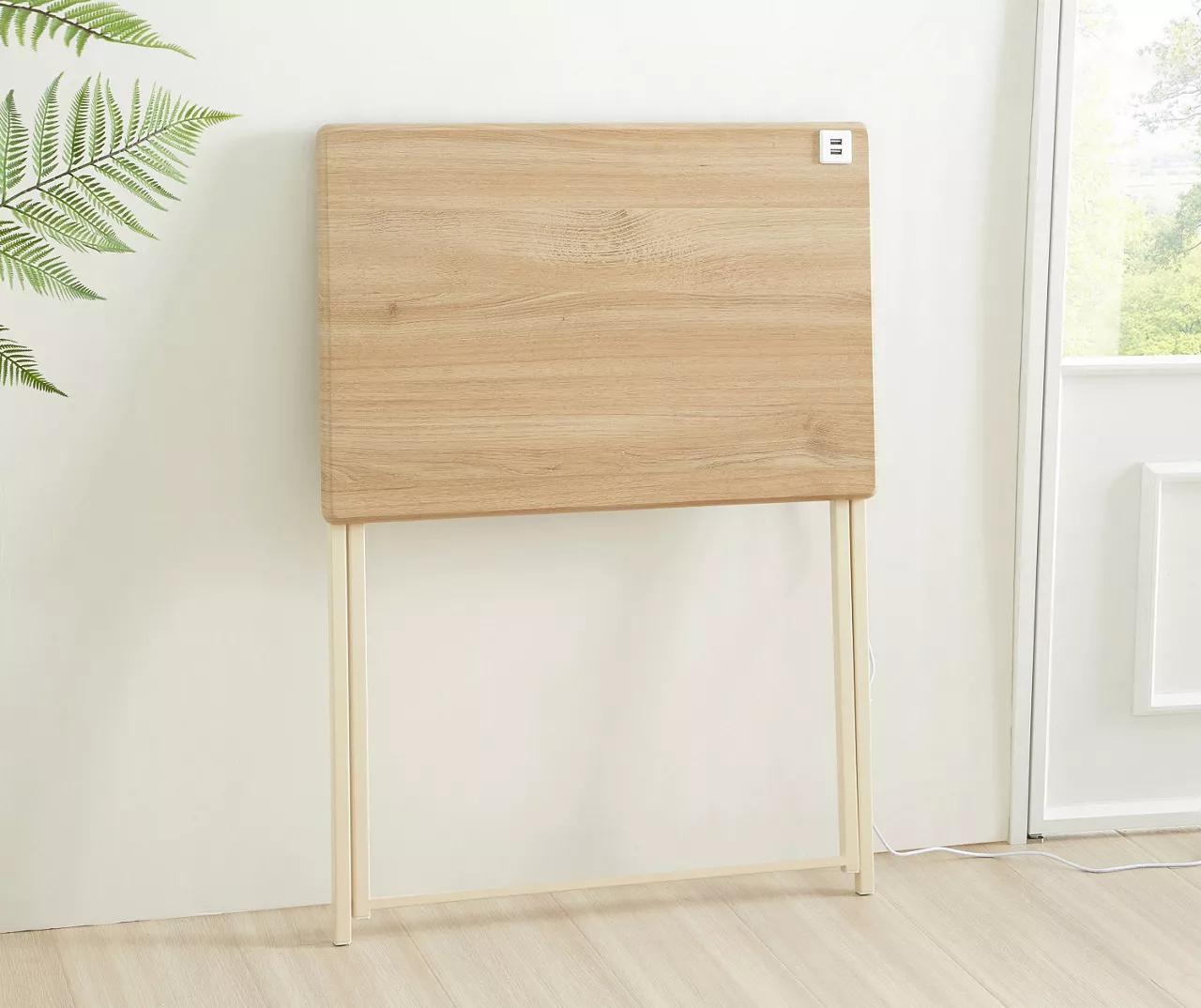 Wood Look Folding Table With USB Charging 6 Wood Look Folding Table With USB Charging - Image 4