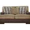 Alesbury Brown Faux Leather Loveseat -Storage supplies store 810612253 3