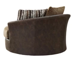 Alesbury Brown Faux Leather Oversize Swivel Accent Chair -Storage supplies store 810612255 2