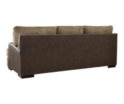 Alesbury Brown Faux Leather Sofa -Storage supplies store 810612256 2