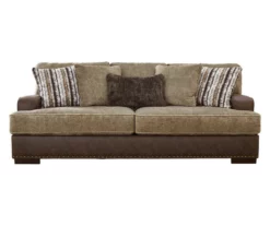 Alesbury Brown Faux Leather Sofa