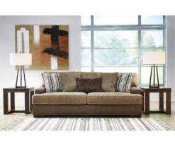 Alesbury Brown Faux Leather Sofa -Storage supplies store 810612256 5