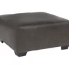 Aberton Gray Faux Leather Oversize Accent Ottoman