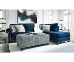 Trendle Blue & Tan Oversize Accent Ottoman -Storage supplies store 810612384 4