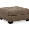 Keskin Brown Faux Leather Oversize Accent Ottoman