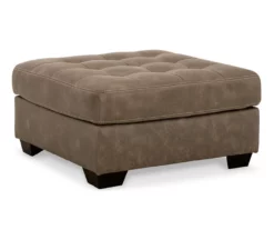 Keskin Brown Faux Leather Oversize Accent Ottoman