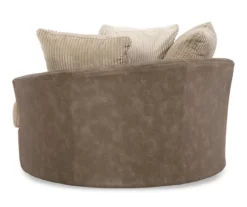 Keskin Brown Faux Leather Oversize Swivel Accent Chair -Storage supplies store 810612413 4