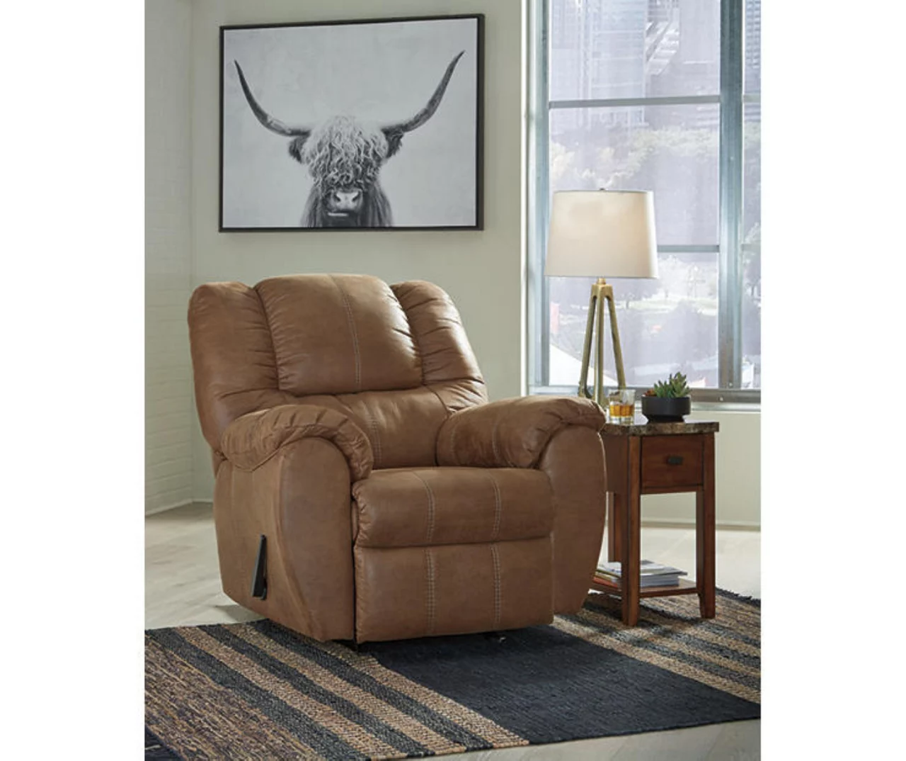 McGann Saddle Faux Leather Rocker Recliner 4 McGann Saddle Faux Leather Rocker Recliner - Image 2