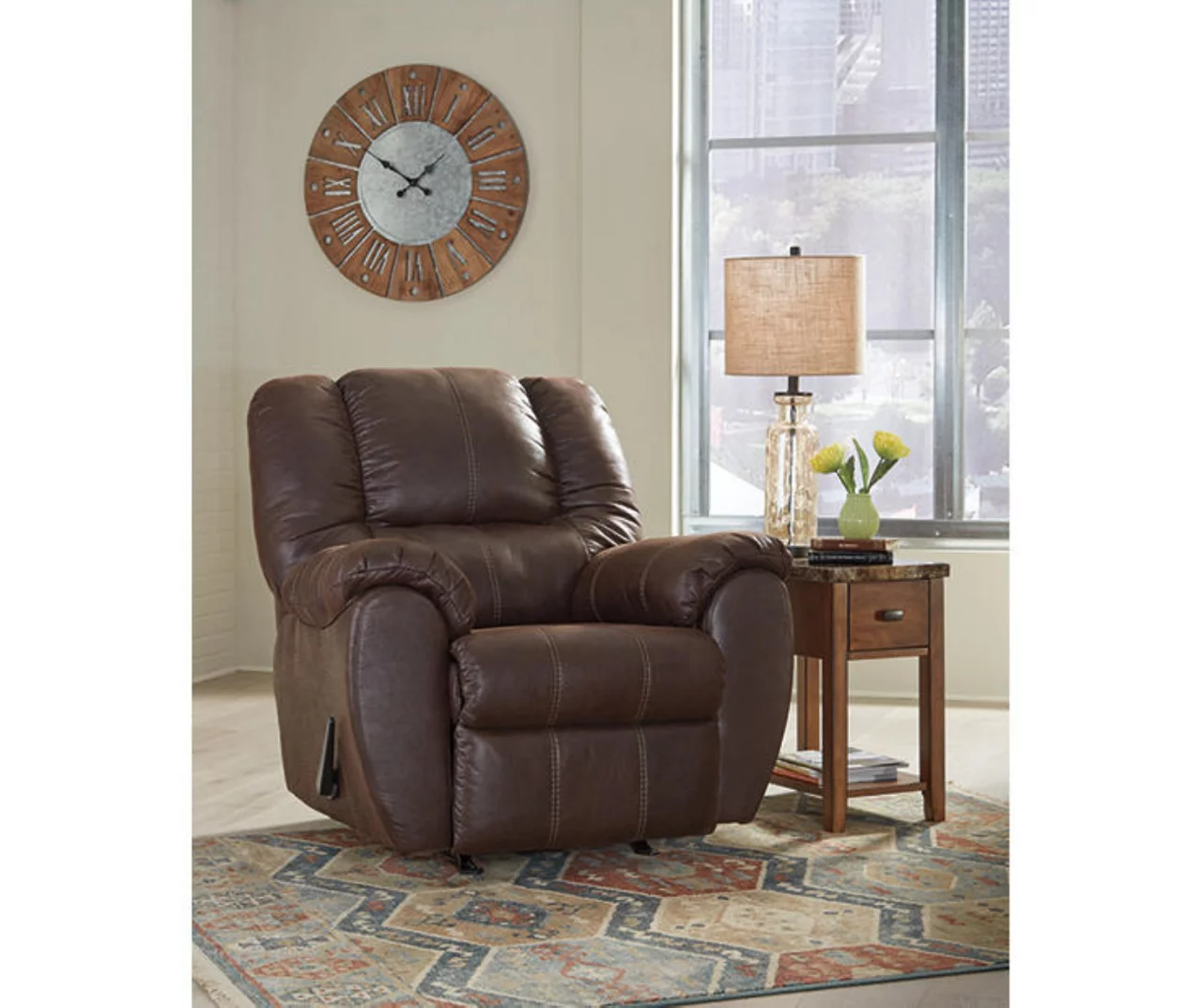 McGann Walnut Faux Leather Rocker Recliner 4 McGann Walnut Faux Leather Rocker Recliner - Image 2