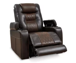 Composer Brown Faux Leather Power Recliner -Storage supplies store 810612553 6