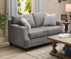 Alexandria Gray Chenille Loveseat -Storage supplies store 810616680 B0 1