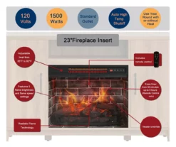 60" Modern Tan Electric Fireplace Console -Storage supplies store 810617759 M7