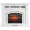62" White Marble Grand Electric Fireplace Console -Storage supplies store 810617766 A0 1