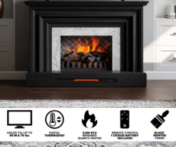 53.5" Black Petite Grand Electric Fireplace Console -Storage supplies store 810617767 M7