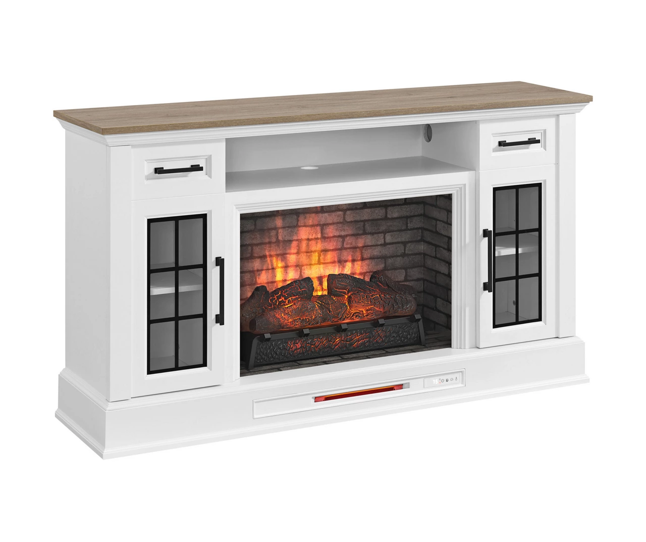 60" White 2-Door Electric Fireplace Console 9 60" White 2-Door Electric Fireplace Console - Image 7