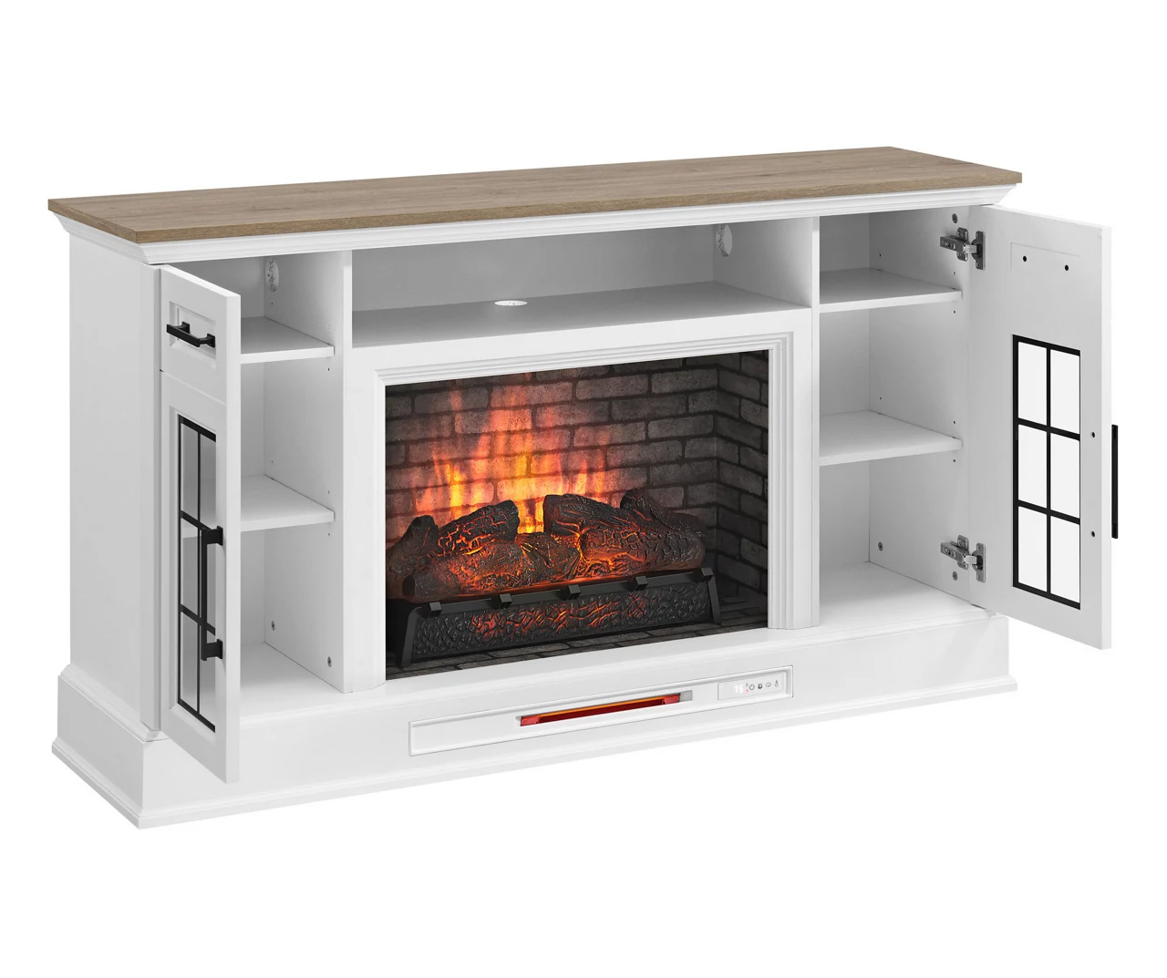 60" White 2-Door Electric Fireplace Console 10 60" White 2-Door Electric Fireplace Console - Image 8